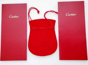 Cartier International Service Red Velvet Suede Jewelry Travel Pouch + 2 Sleeves - Picture 1 of 6