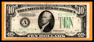 United States USA US VF Note $10 Dollars 1934 D Star Replacement Boston - Picture 1 of 2
