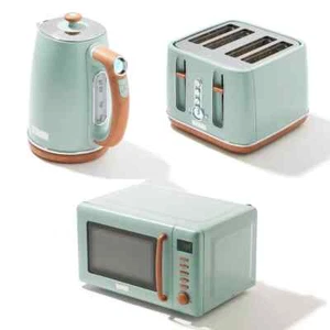 Haden Dorchester Sage 1.7L 360° Digital Kettle, 4 Slice Toaster & Microwave Set - Picture 1 of 17