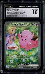CGC 10 Lillie's Clefairy EX 184 Journey Together Pokemon Card GEM MINT Lillies - Picture 1 of 2