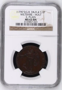 GREAT BRITAIN Wiltshire Holt c1790s Halfpenny Conder Token D&H-4 NGC MS63 - Picture 1 of 5