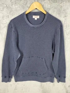 Wallace and Barnes Sweater Men's L Navy Pullover Waffle Knit Stretch Casual - Picture 1 of 13