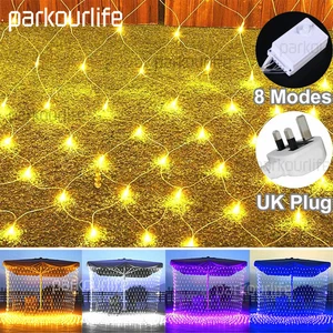 Xmas LED Fairy Curtain Net Mesh Lights Home Outdoor Wedding Garden Party Decor - Picture 1 of 20