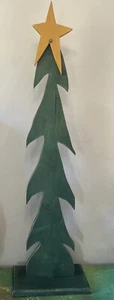 Primitive Folk Art Wooden Handmade 40” Large Christmas Tree Decor - Picture 1 of 11