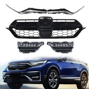 Front Bumper Grille Chrome Trim Strip Fog Lights For 2020-2022 Honda CRV CR-V - Picture 1 of 7