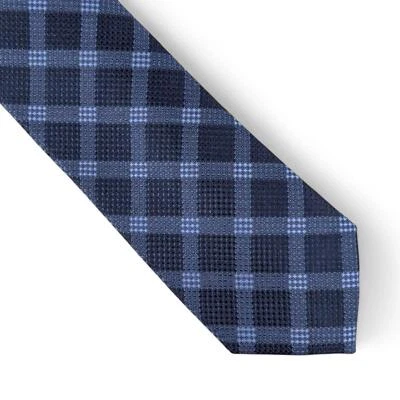 Alfani Men's Check Tie Necktie Blue Silk Blend Slim Modern 2 3/4" OS $55 - Image 1 of 4