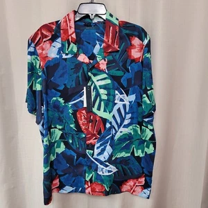 Perry Ellis Dark Sapphire Principles Shirt Men's Size Large Hawaiian Print NWT - Picture 1 of 10
