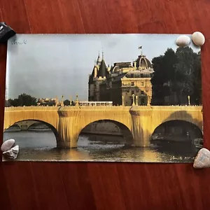 Christo Le Pont Neuf Artist Signed Wrapped Paris 1975-85 Vintage Poster 24x37 - Picture 1 of 13
