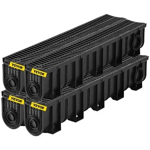 Trench Drain System Channel Drain w/ Plastic Grate 5.9x7.5" HDPE Drainage Trench - Picture 1 of 11