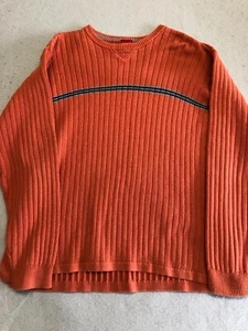 Suéter Arrow Para Hombre Grande Naranja Retro Estilo Años 90 Rayas 100% Algodón Crew - Imagen 1 de 5