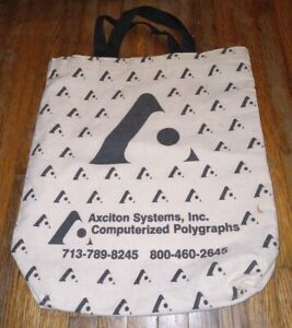 Vintage Tote Bag Computers 80s axciton systems Inc computerized polygraphs promo