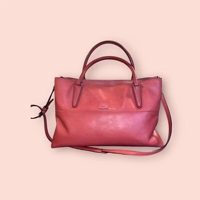 COACH Borough Bag Pink Luxury Large Napa Leather Satchel Shoulder Handbag 32291 - Image 1 of 4
