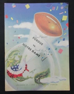 Frank Leahy/Stuart Holcomb Signed 1948 Notre Dame v Purdue Vintage Program186008 - Picture 1 of 5