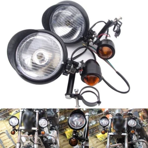 Motorcycle Passing Driving Spot Fog Turn Signal Light For Harley Honda 12V Black - Picture 1 of 9