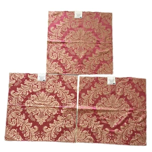 3 Samples Georgian Damask Iridescent Silk Rayon 25" x 25" Hot Pink Rose Gold - Picture 1 of 5