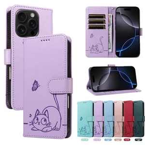 For iPhone 16E 15 14 13 12 11 XR 6s Magnetic Leather Flip Stand Card Wallet Case - Picture 1 of 15
