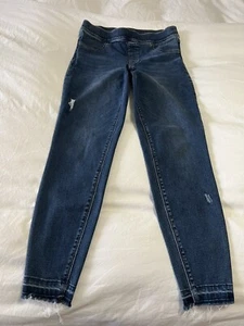 SPANX Women's Distressed Ankle Skinny High Rise Jeans Size Large Raw Hem - Picture 1 of 9