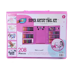 Art Sketching And Drawing Box, 208 Pcs, Pink Color, Create Gift for Girls - Picture 1 of 3