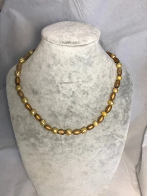 Herrliche echte Korallen-Perlenkette Goldbraun - Bild 1 von 4