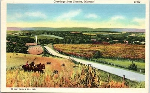 1940er Jahre MO Postkarte Pferd Feldstraße Grüße aus Stanton Missouri Premierminister Karthago - Bild 1 von 2