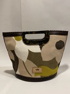ELAINE TURNER Raffia Leather Bag Purse Tote - Picture 1 of 9