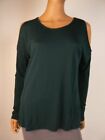 $100 Michael Stars Green Cold Shoulder Luxe Slub Keyhole Tee Top OS NEW M472