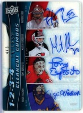 2009-10 Upper Deck Trilogy Combo Clearcut Roy/Brodeur/Esposito/Vachon AUTO /5