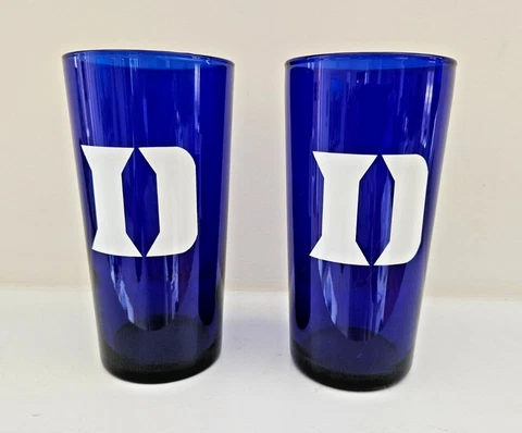 Set of 2 Duke Blue Devils Beer Drinking Glasses - 20 oz Blue Beer Glass Cover
