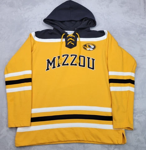Missouri Tigers Sweater Adult Large Black Yellow Hockey Pullover Hoodie Mizzou Cover