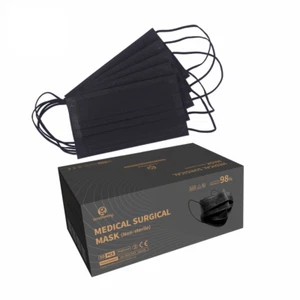 50 pz protezione viso medica maschera viso bocca e naso colore 3 fogli nero approvato CE✅ - Foto 1 di 12
