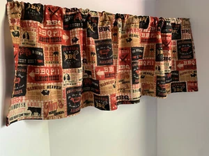 Valance BBQ Theme CustomMade Window Treatment Black Rust Tan - Picture 1 of 4
