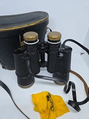 Vtg Selsi Luminous Binoculars 7x50 Feild 7.1  Amber Coated No. 757788 w Case  - Image 1 of 4