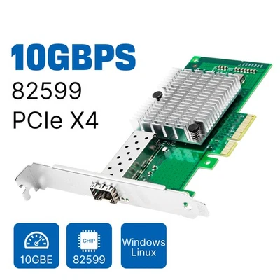 PCIe to J45 Fiber 10 Gigabit Ethernet Adapter Intel 82599 PCIe 4x 10G LAN Card - Image 1 of 4