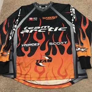 Vintage Arctic Cat Jersey Mens M Red Flames Snowmobile Racing Team Long Sleeve - Picture 1 of 7