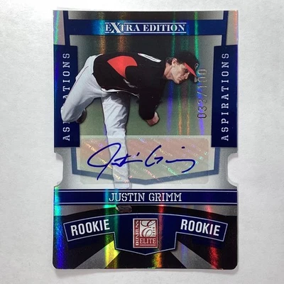 2010 Donruss Elite Extra #161 Justin Grimm RC Die-Cut Auto  /100 Chicago Cubs - Image 1 of 2