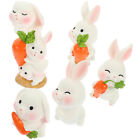  6 Pcs Resin Little Bunny Ornaments Mini Figurines Easter Fairy Door