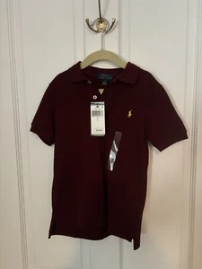 Polo Ralph Lauren Boys Polo Shirt Maroon Short Sleeve Sz 5 New w/Tags - Picture 1 of 5