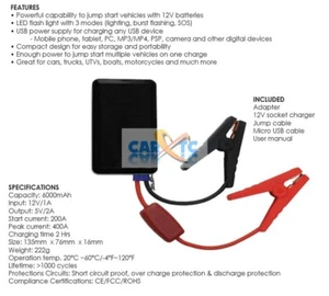 Jump Start Car - Cell Phone Power (iPhone, Samsung) Charger Pack All-in-One - Bild 1 von 1