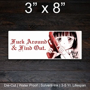 F*** Around and Find Out Anime Girl Slap Sticker Vinyl Sticker Car Decal - Foto 1 di 1