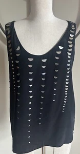Alexander Wang Black Silk Camisole Embellished With Metallic Paillettes  Sz. S - Picture 1 of 11