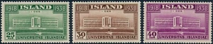 ISLANDIA. #209-211. 1938. Universidad. Juego de 3. VF MNH (PK2399) - Imagen 1 de 2