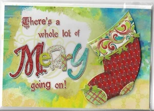 NEW LEANIN TREE CHRISTMAS - Whole Lot of Merry Going on Glitter Stocking - Picture 1 of 2