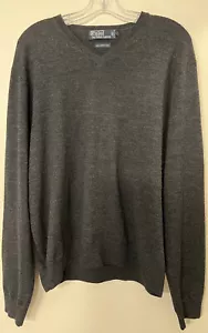 Polo Ralph Lauren Mens Size XL Extra Large 100% Merino Wool V-Neck Gray Sweater - Picture 1 of 3