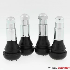 (4) Short Rubber Chrome Valve Stems with Caps Qty 4 TR413 HONDA TOYOTA MAZDA - Picture 1 of 3