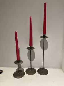 3x Candelabros de Hierro Hechos a Mano Velas Cónicas Delgadas Años 90 Minimalista Iglesia Alter - Imagen 1 de 9