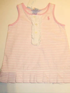 NEW Baby Girls RALPH LAUREN Jersey Striped Pink White Dress 3M NWT - Picture 1 of 1
