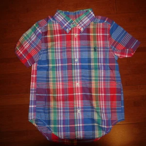 NWT Ralph Lauren Boys Red/Blue Color Plaid Shirt Sz. 3T - Picture 1 of 2