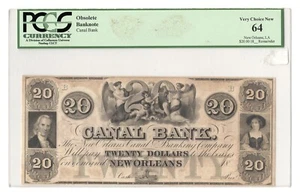 1840s $20 Canal Bank of New Orleans Obsolete Bank Note, Remainder, PCGS 64 - Picture 1 of 2