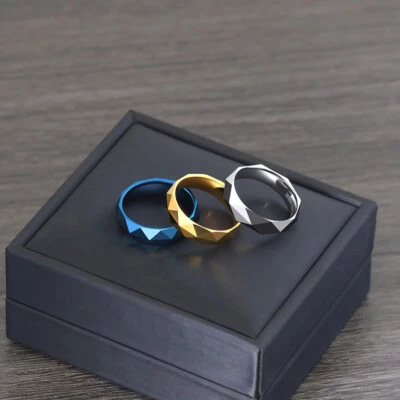 Fashion Engagement Men's Ring Diamond-Shaped Personality Simple Fashion Ring - Image 1 of 4