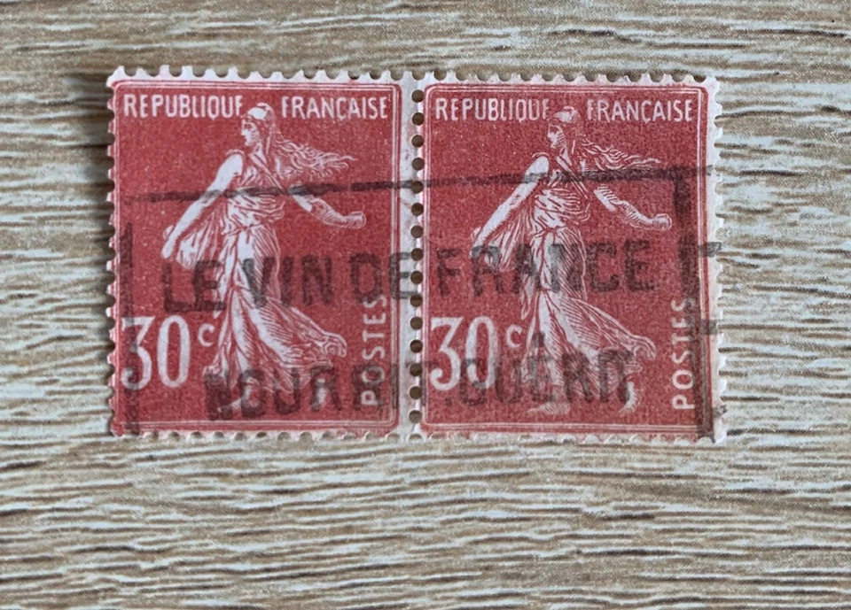 2 timbres semeuse camée type 3 III 360 1937 oblitération Le vin de France guérit - Photo 1/1